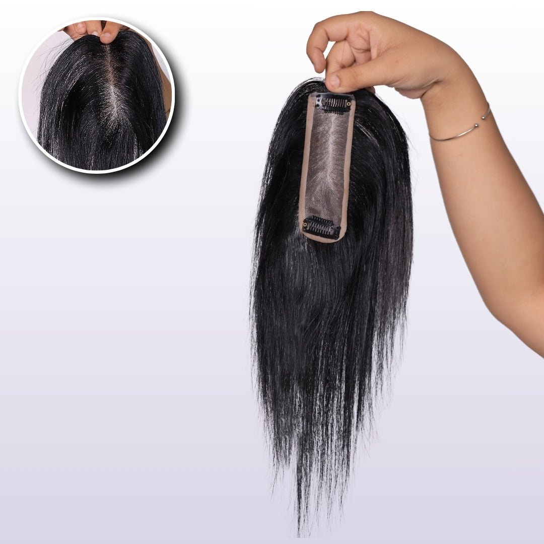 4x13 semi silk base topper for thinning hair and crown support