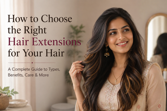 Indian woman with long human hair extensions showing how to choose the right hair extensions for natural volume and length.