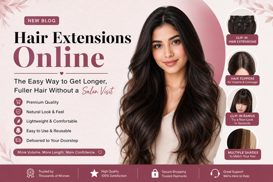 Best hair extensions online for women featuring natural-looking clip-in hair extensions, hair topper for women, and premium hair volume solutions.