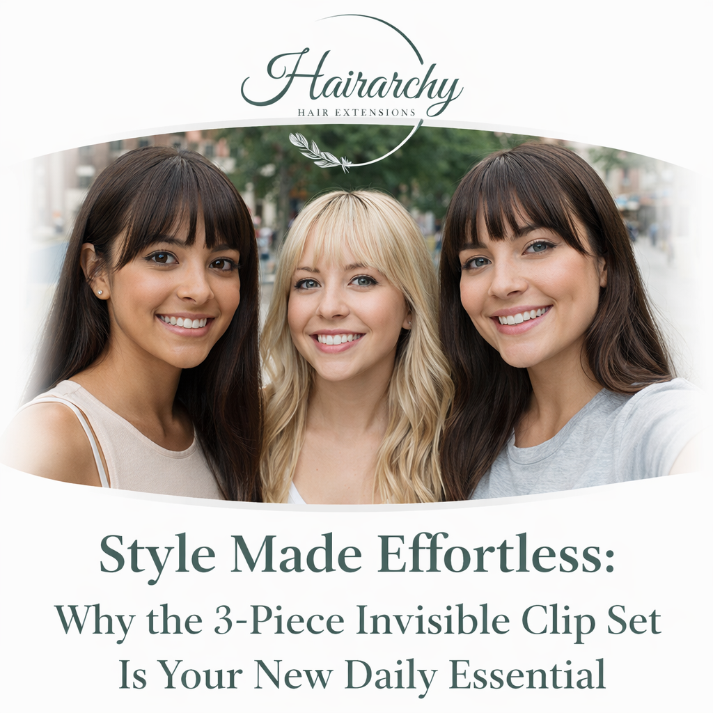 Natural clip in hair extensions for women