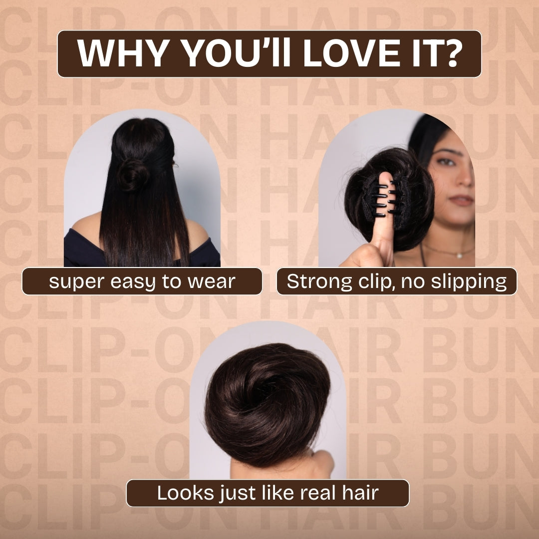 Clip-on Hair Bun | 100% Human Hair Extension | Hairarchy Hair