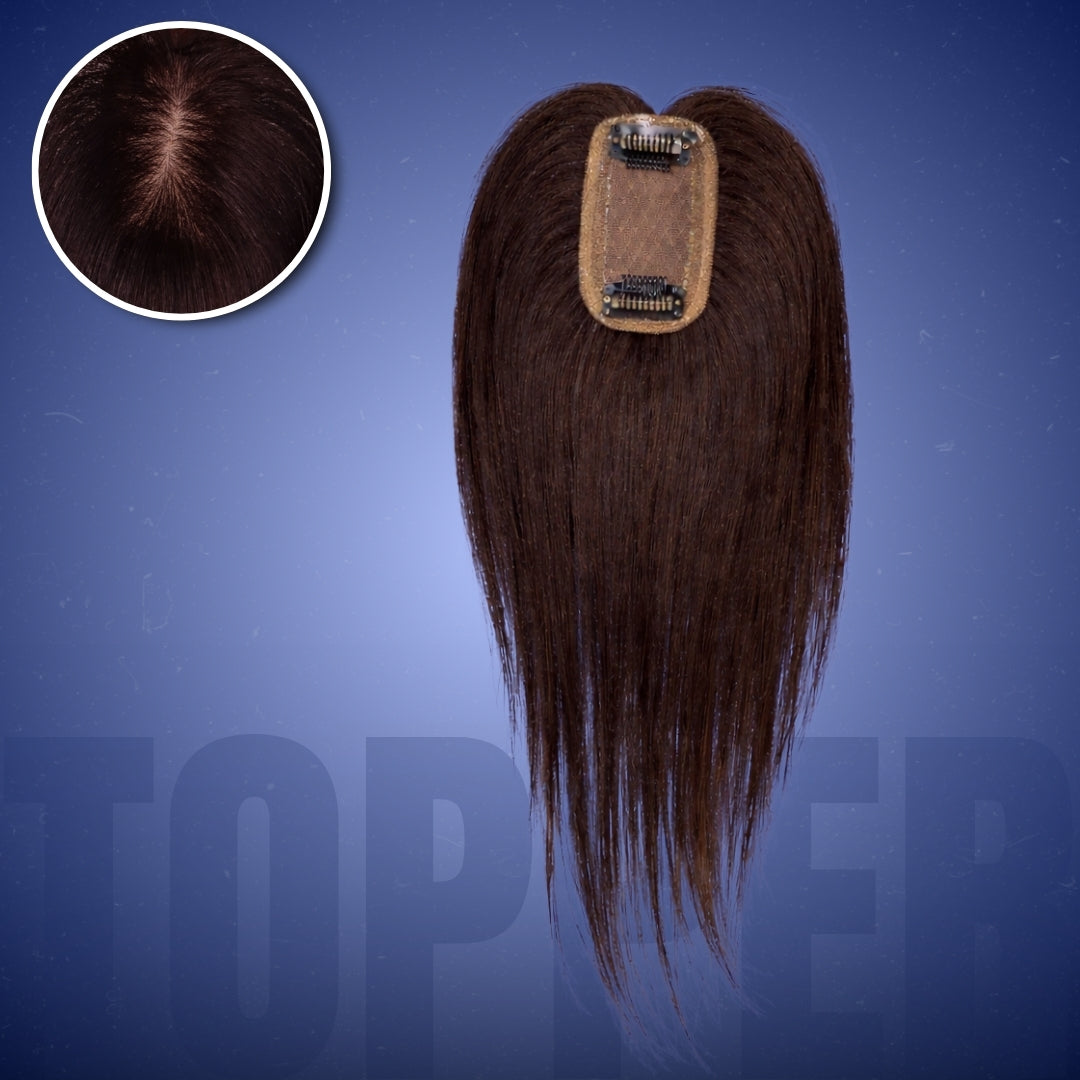 2x3 Silk Base Hair Topper Dark Brown | 100% Human Hair Extension