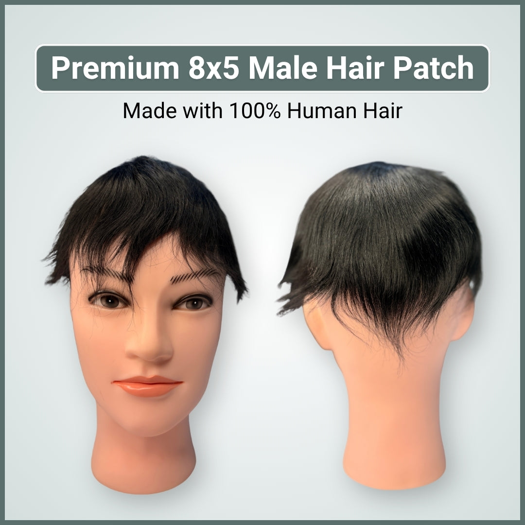 8x5 Male Hair Patch for Men | 100% Human Hair