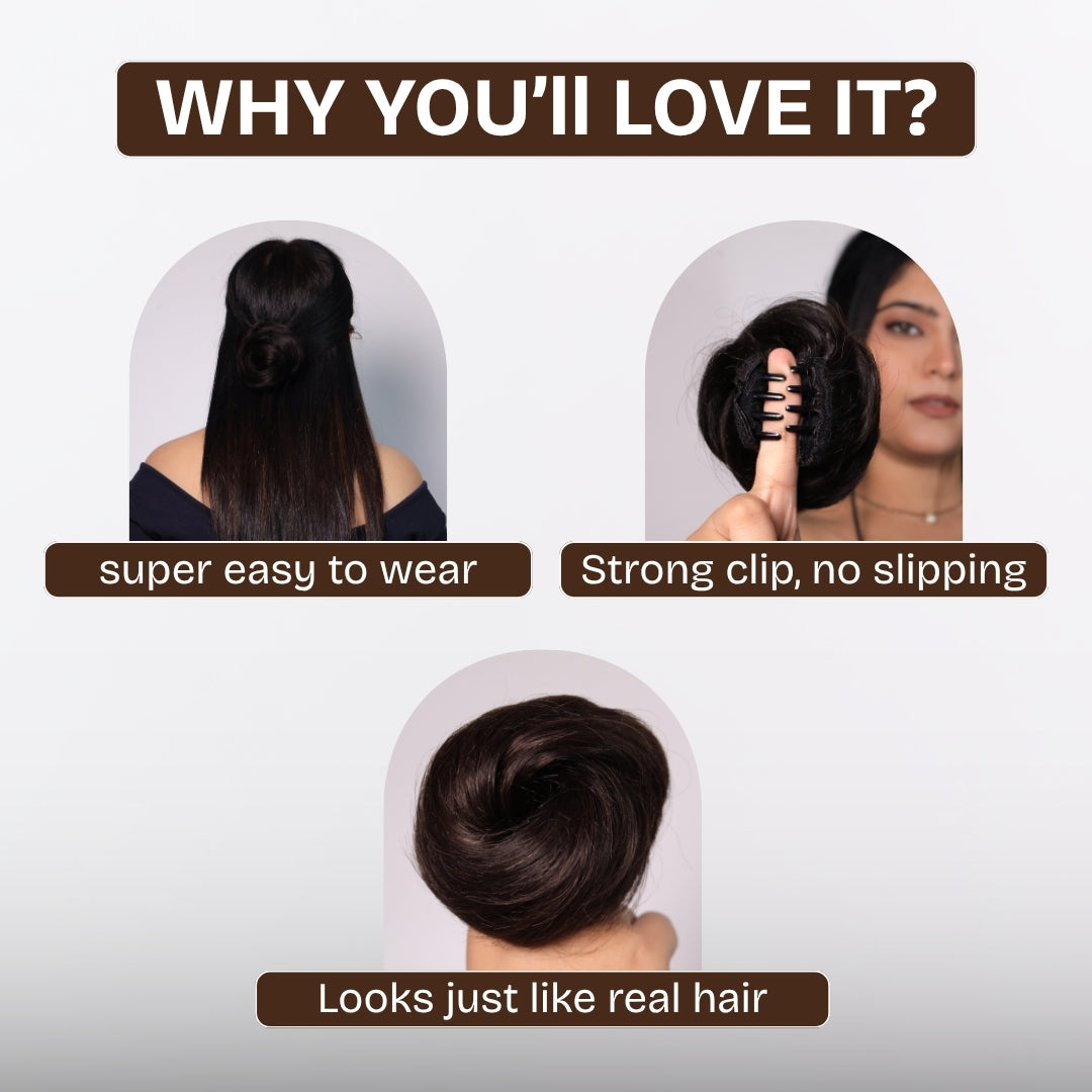 Clip-on Hair Bun | 100% Real Human Hair