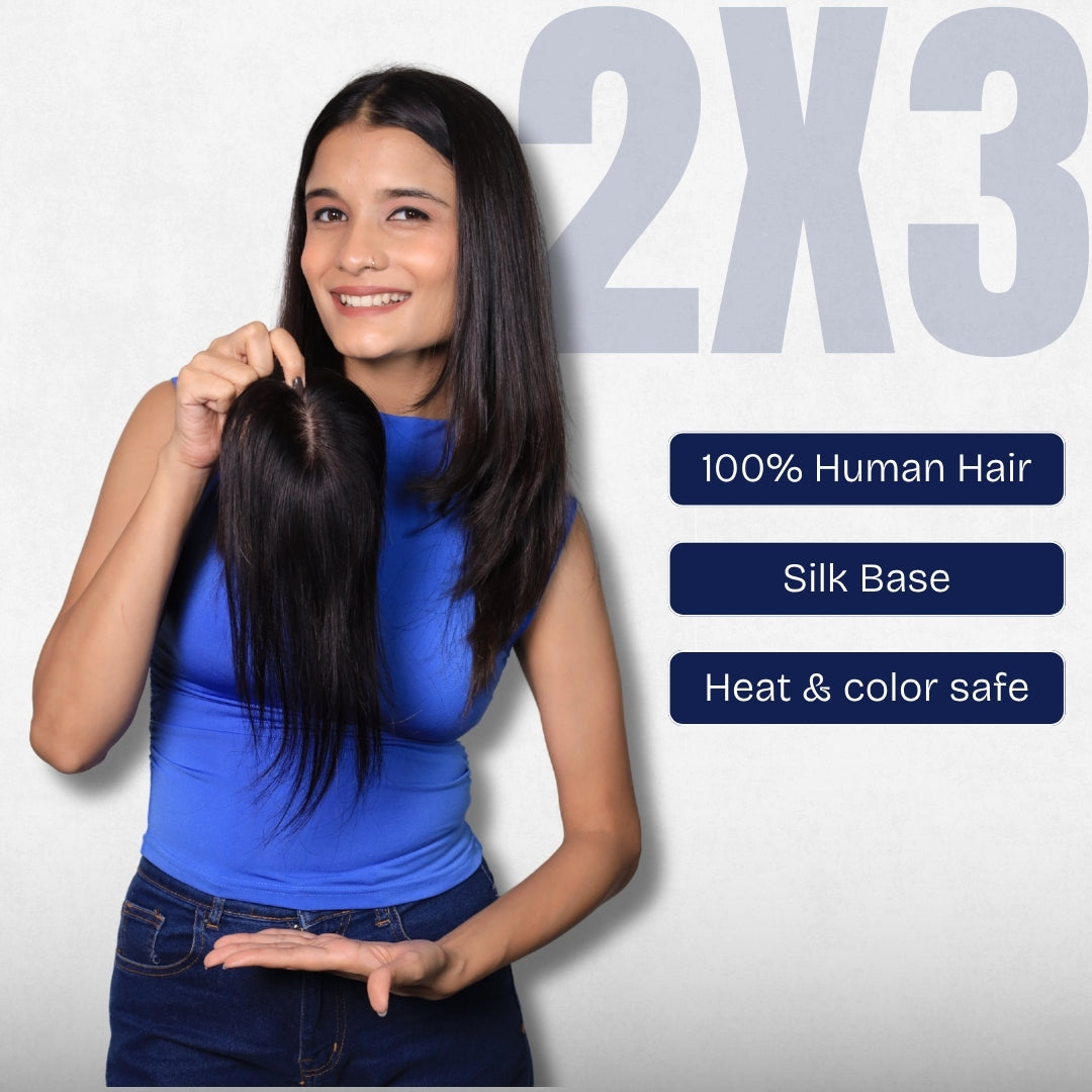 2x3 Silk Base Topper | 100% Real Human Hair