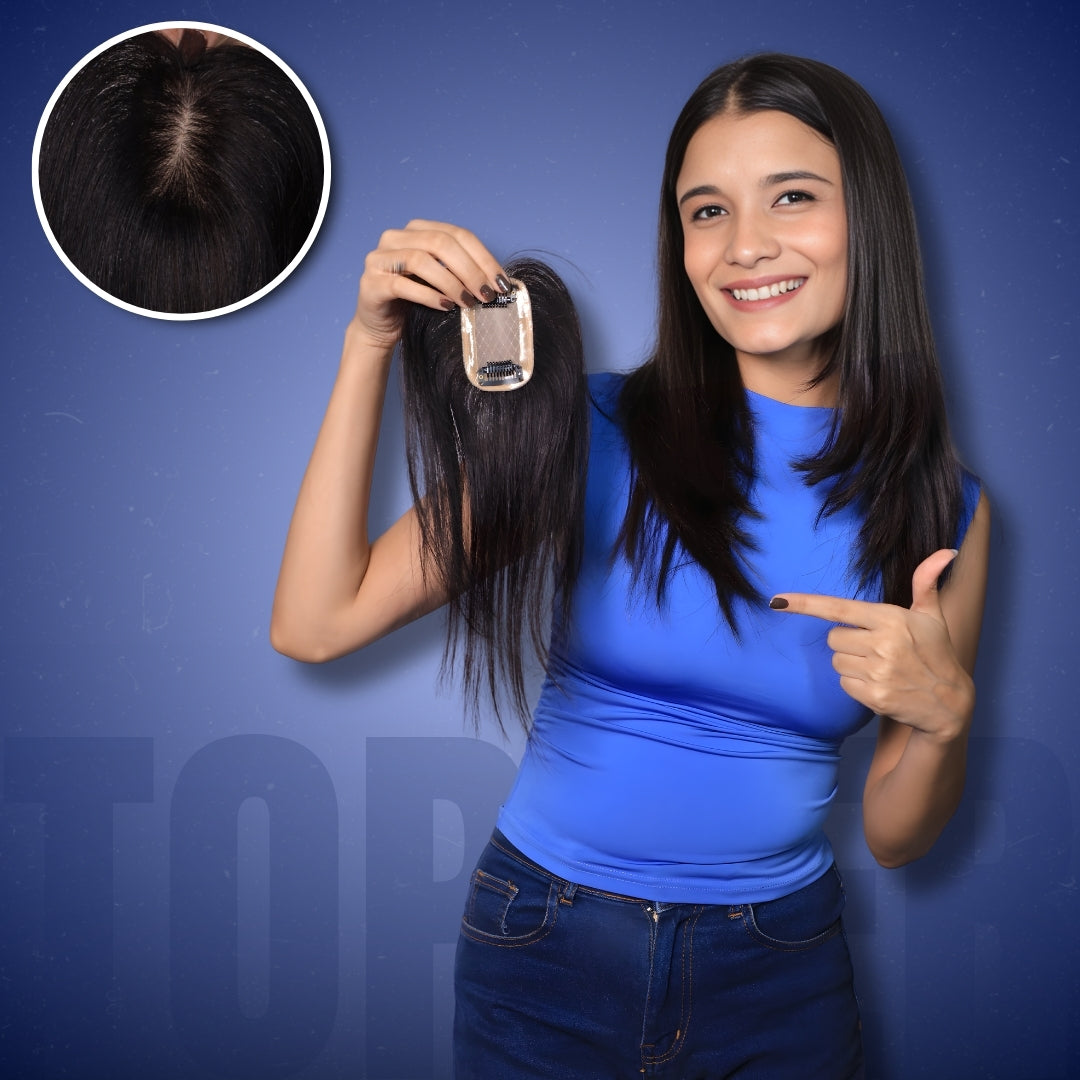 2x3 Silk Base Invisible Hair Patch | 100% Human Hair Topper