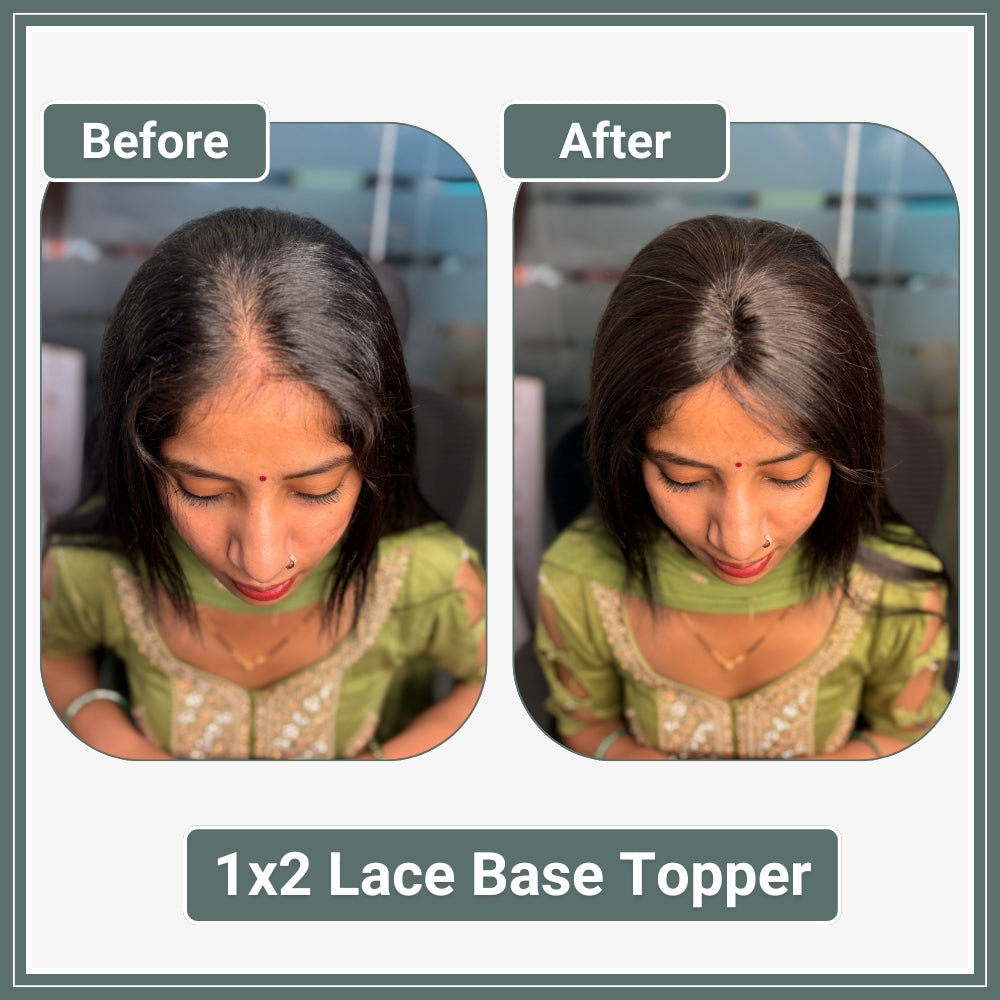 1x2 Lace Base Topper | 100% Real Human Hair