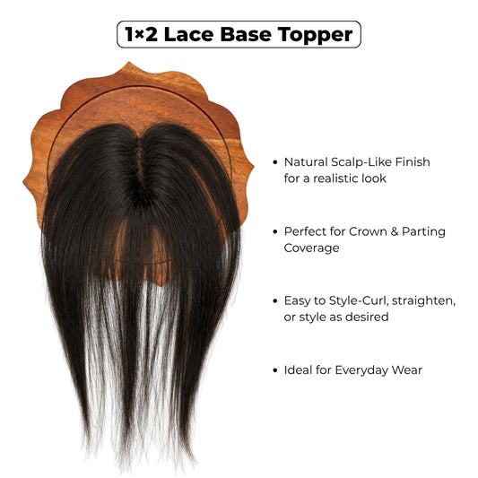 1x2 Lace Base Topper | 100% Real Human Hair