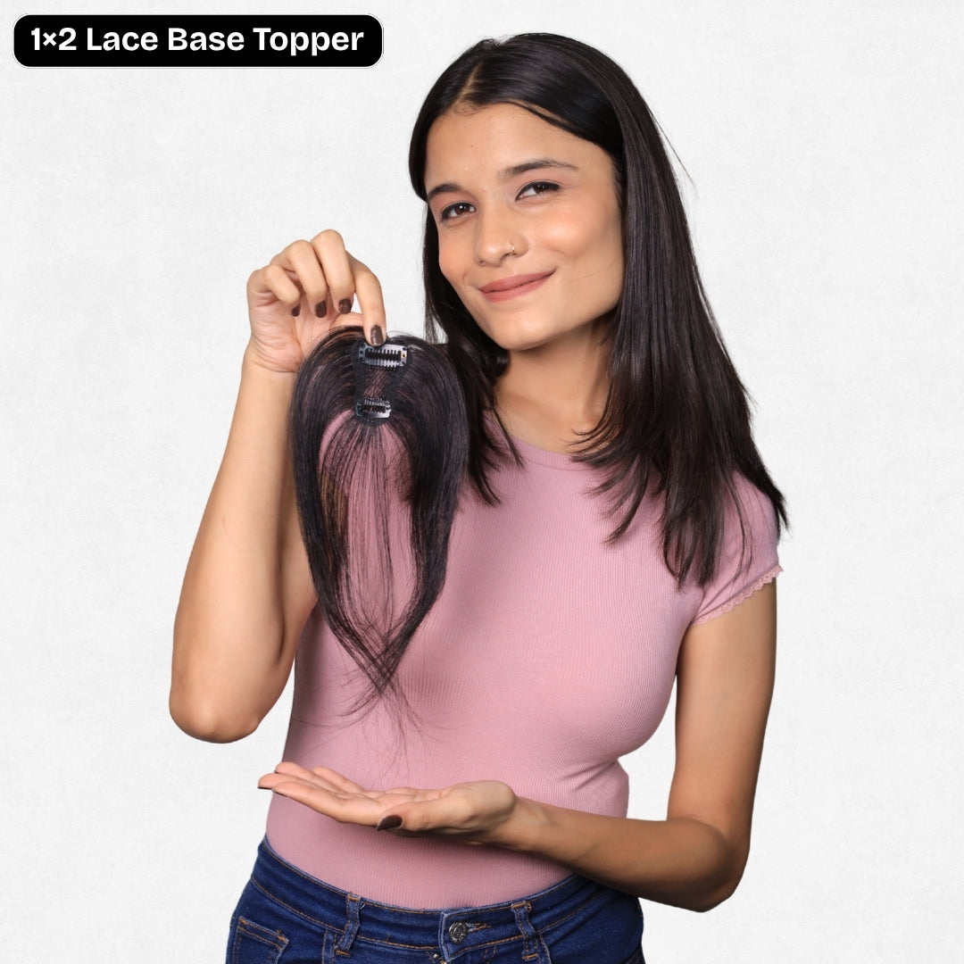 1x2 Lace Base Topper | 100% Real Human Hair