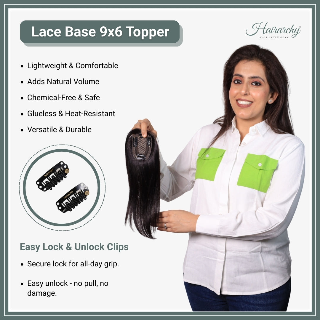 9×6 Lace Base Hair Topper for Women – Natural Scalp Look | Hairarchy Hair