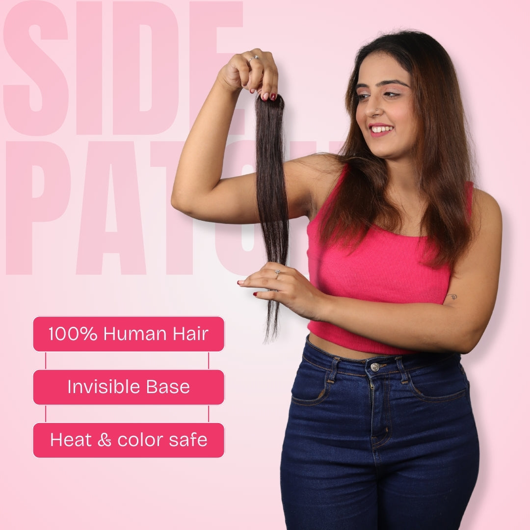 Invisible Wide Patch Human Hair Extension | Natural Scalp Look Hair Topper