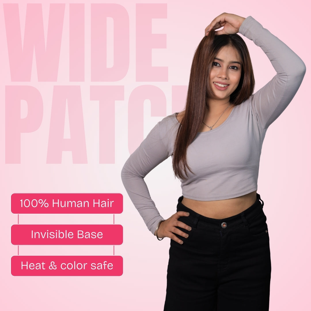 Natural Looking Invisible Wide Patch Hair Topper for Women