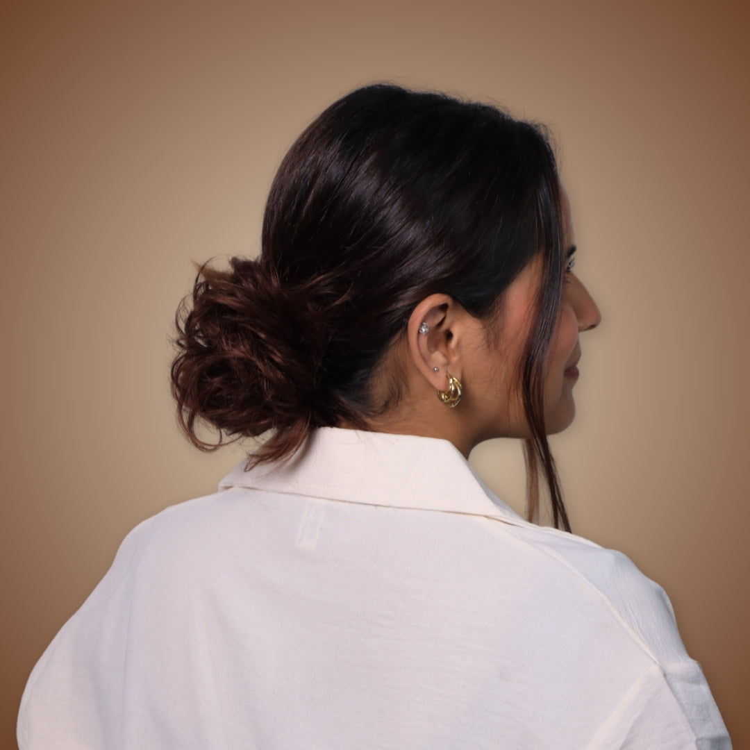 Human hair doughnut bun extension for quick and easy styling