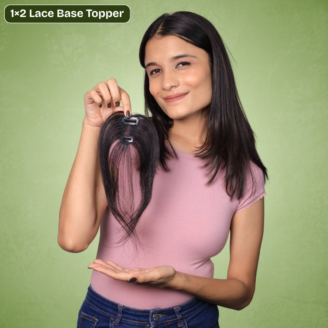 1x2 Lace Base Topper for Women | Natural scalp Finish | Hairarchy Hair