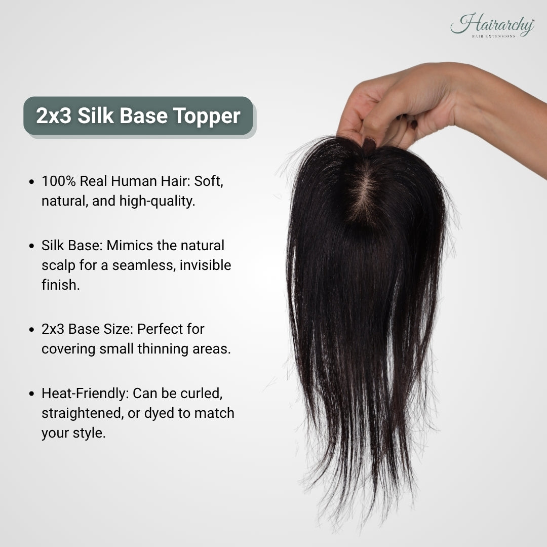 2x3 Silk Base Hair Topper for Women | Natural Scalp Look – Hairarchy Hair