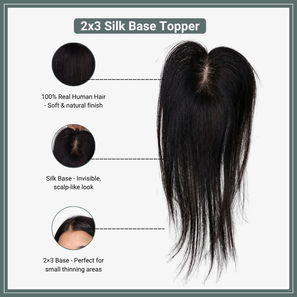 2x3 Silk Base Topper | 100% Real Human Hair