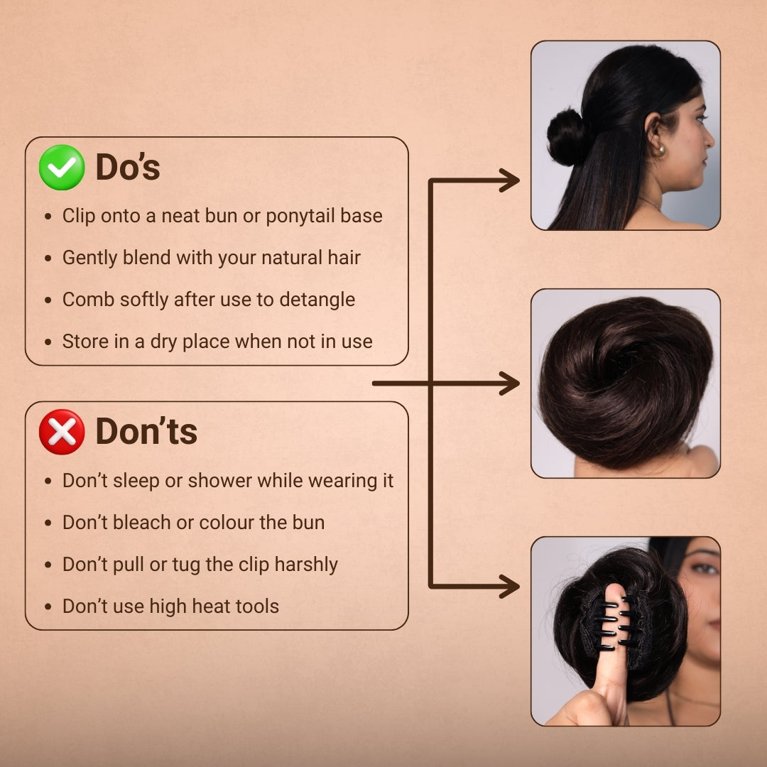 Clip-on Hair Bun | 100% Human Hair Extension | Hairarchy Hair
