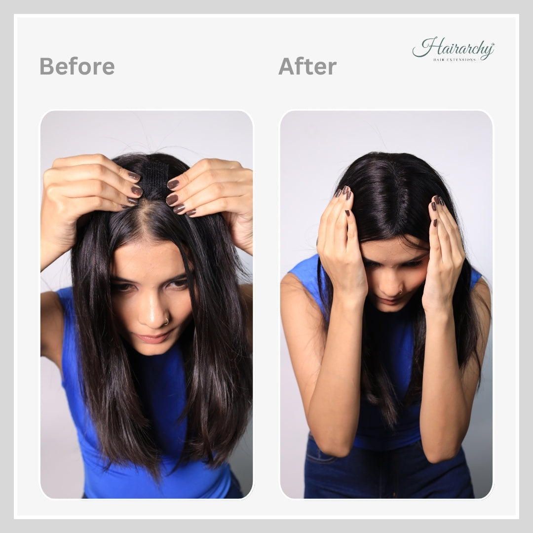 Premium Clipless Magic Hair Topper – Instant Volume & Scalp Coverage | 100% Human Hair Extension