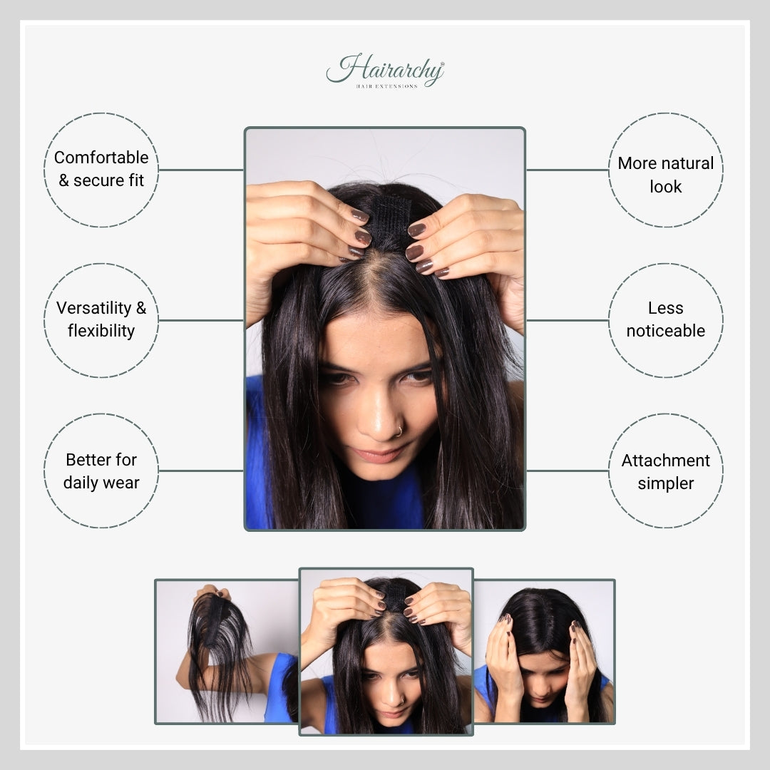 Premium Clipless Magic Hair Topper – Instant Volume & Scalp Coverage | 100% Human Hair Extension