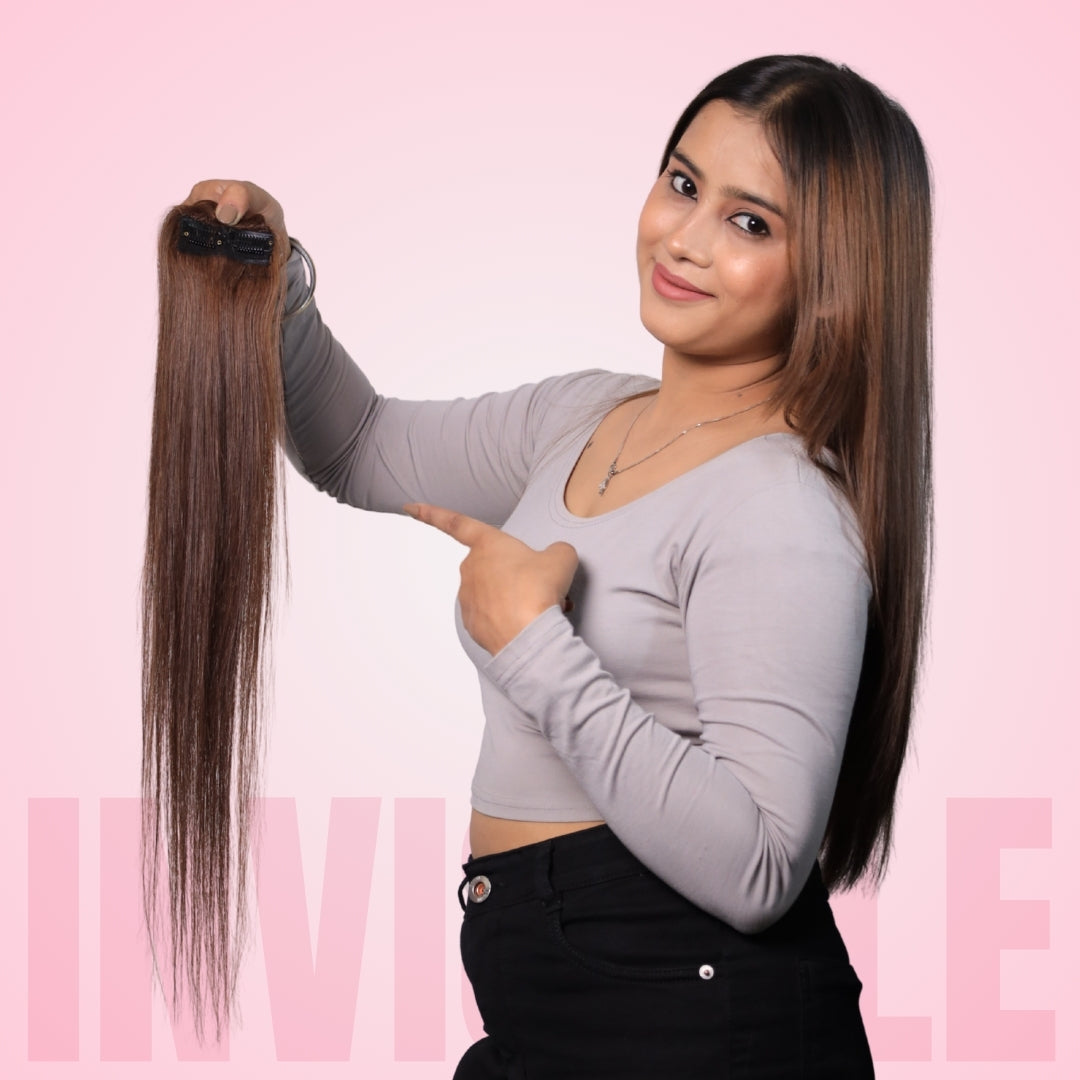 Invisible Wide Patch Hair Topper Dark Brown Human Hair Extension