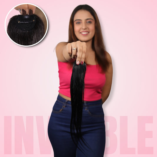 Invisible Wide Patch Jet Black | 100% Human Hair Extension | Natural Scalp Look Hair Patch