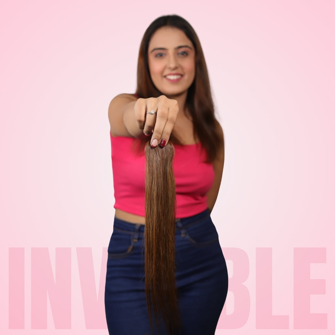 Invisible Wide Patch Light Brown | Invisible Hair Topper | Real Human Hair Extension