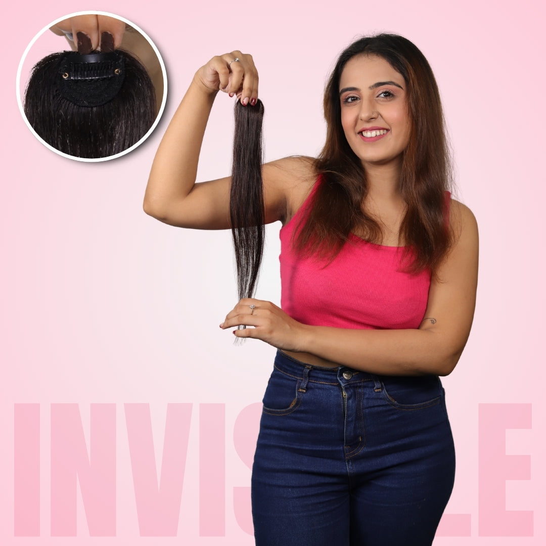 Invisible Wide Patch Medium Brown | Invisible Hair Topper | Real Human Hair Extension