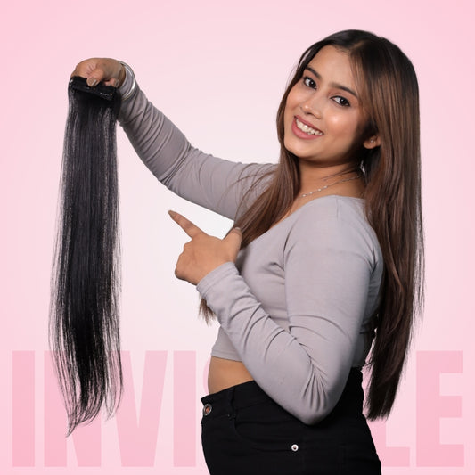Invisible Wide Patch Hair Topper Natural Black Human Hair Extension